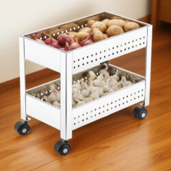 Charmy Stainless Steel 2-Tier Vegetable Storage Trolley 🧅🥔Silver