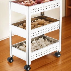 Charmy Stainless Steel 3-Tier Vegetable Storage Trolley Silver