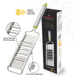 Charmy 6-in-1 Stainless Steel Vegetable Slicer with Interchangeable Blades – French Fries Cutter, Grater, and Chopper