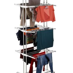 Charmy Foldable Cloth Drying Stand with Wheels | Heavy-Duty Stainless Steel Multi-Layer Laundry Rack | Adjustable Wings, Portable & Rust-Resistant Clothes Dryer