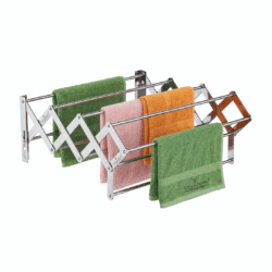 CHARMY Wall Mounted Foldable Stainless Steel Clothes Drying Rack | 16 Rod Expandable Towel & Cloth Hanger | Space Saving Laundry Dryer
